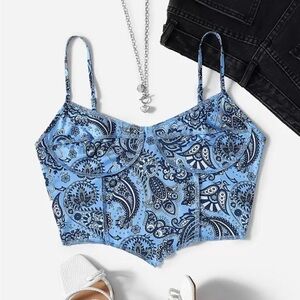 SHEIN Blue Bustier Bodysuit